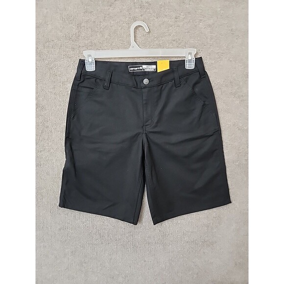 Carhartt Rugged Flex Loose Fit Canvas Work Shorts Womens 8 Black NEW - Picture 2 of 13